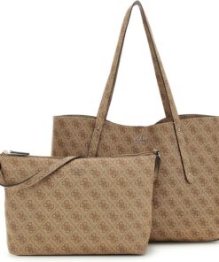 GUESS Brenton Tote Latte Logo