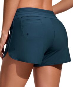 CRZ YOGA Dolphin Classic Fit Board Shorts 8 cm | Integrierter Slip, High Waisted, Bauchkontrolle, Beach, Swim Trunks für Damen