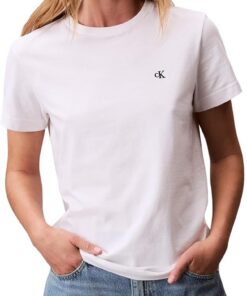 Calvin Klein Damen T-Shirt Kurzarm Archive Jersey Tee mit Rundhalsausschnitt