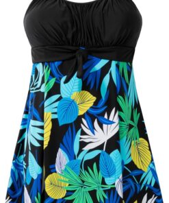 Wantdo Badeanzug Damen Große Größe Einteiliger Tankini mit Rock