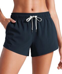 CRZ YOGA Side Slit Board Shorts 8 cm | Schnelltrocknend, Integrierter Slip, High Waisted, Bauchkontrolle, Swim, Beach, Bikini Bottoms für Damen