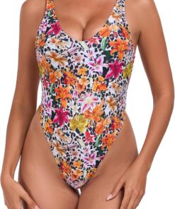 RELLECIGA Damen Monokini One-piece String Thong Bikini High Cut
