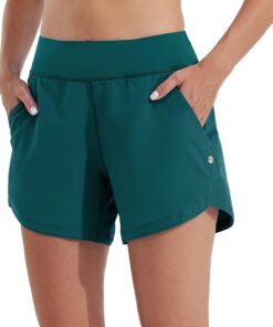 WILLIT Damen 5" Badeshorts Boardshorts UPF50+ Badehose High Waisted Schwimmshorts Badehose Schnell Trocknende UVA Schutz mit Liner Taschen