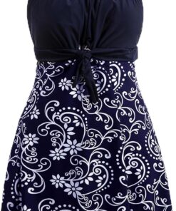Wantdo Badeanzug Damen Große Größe Einteiliger Tankini mit Rock
