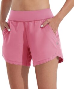 WILLIT Damen 5" Badeshorts Boardshorts UPF50+ Badehose High Waisted Schwimmshorts Badehose Schnell Trocknende UVA Schutz mit Liner Taschen