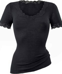 CALIDA Richesse Lace T-Shirt Damen | aus Wolle-Seide, Feinripp, naht- und saumfrei, temperaturausgleichend