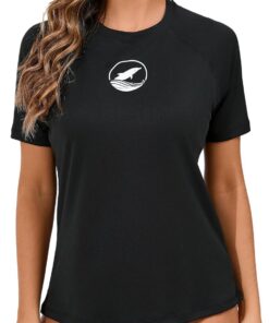 Halcurt UV Shirt Damen mit BH Kurzarm Badeshirt UPF 50+ Rash Guard M-XXL | Sonnenschutz Schwimmshirt, Atmungsaktiv, Schnell Trocknend, Nur Schwimmoberteil, Raglan Ärmel