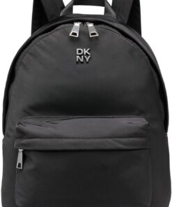 DKNY Women's Jenny Backpack, Black and Silver