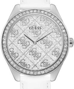 Guess Damen-Armbanduhr Sugar Weiß 37mm mit Lederarmband & 3 bar Wasserschutz – GW0098L1
