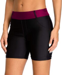 Anwell Boardshorts für Damen Bauchweg Badeshorts Schwimmshorts Basic Schwarz