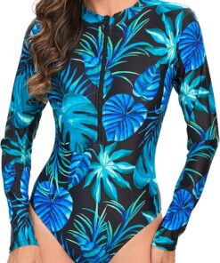 SEAUR Rashguard Damen Langarm UPF 50+ UV Schutz Einteiliger Badeanzug Slim Fit Schwimmanzug Sonnenschutz Shirt Bademode One Piece Swimsuit