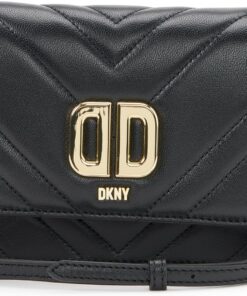 DKNY Women's Flap Crossbody, Black/Gold