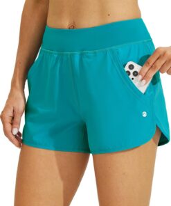 WILLIT Damen 3" Badeshorts Badehose Schwimmen Boardshorts mit Kurzliner Taschen Schnelltrockner UVA Schutz