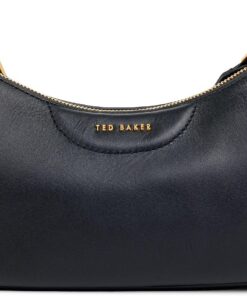 Ted Baker Damen ESSIY-Webbing Leder Crossbody Bag Schwarz, Schwarz, Small