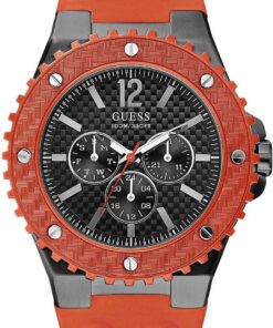 Guess Herren-Armbanduhr XL Overdrive Multifunktion Analog Quarz Silikon