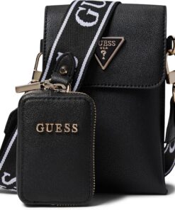 GUESS Damen Handytasche Latona Mini Schwarz Kunstleder
