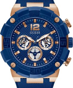 GUESS Factory Rose Gold-Tone and Blue Multifunction Watch