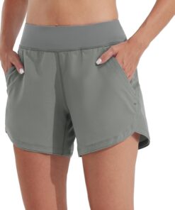 WILLIT Damen 5" Badeshorts Boardshorts UPF50+ Badehose High Waisted Schwimmshorts Badehose Schnell Trocknende UVA Schutz mit Liner Taschen
