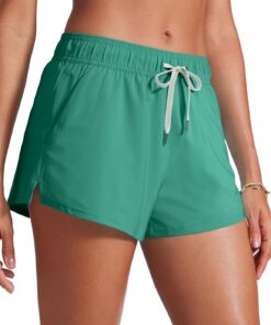 CRZ YOGA Side Slit Board Shorts 8 cm | Schnelltrocknend, Integrierter Slip, High Waisted, Bauchkontrolle, Swim, Beach, Bikini Bottoms für Damen