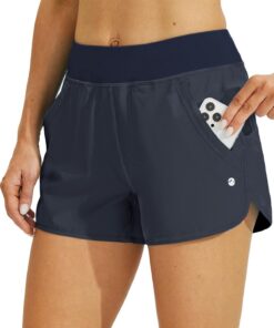 WILLIT Damen 3" Badeshorts Badehose Schwimmen Boardshorts mit Kurzliner Taschen Schnelltrockner UVA Schutz
