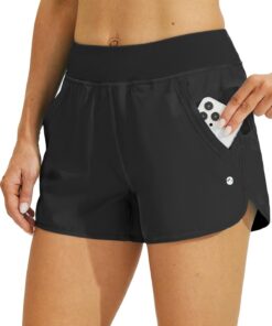 WILLIT Damen 3" Badeshorts Badehose Schwimmen Boardshorts mit Kurzliner Taschen Schnelltrockner UVA Schutz