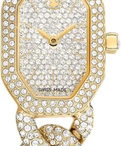 Swarovski Dextera Kettenuhr Swiss Made, Kristallarmband, goldfarben, goldfarbenes Finish, 5668854, Gold, gold, Luxuriös