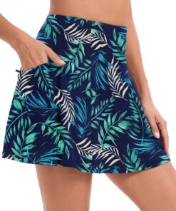 Timuspo Damen Badeshorts Baderock Bademode Bikini Rock Hohe Taille Hoserock Sportrock Schwimmshorts Strandrock mit 4 Taschen
