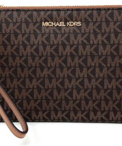 Michael Kors Pochette da polso Jet Set Travel Large in pelle marrone PVC, Pvc Marrone, Medium